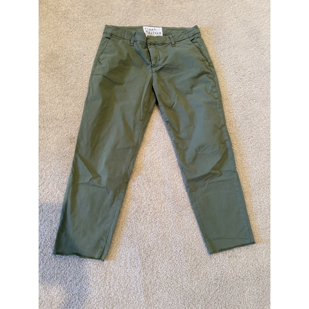Frank & Eileen Wicklow The Italian Chino in Sage Green Raw Hem size 6 - Picture 3 of 6